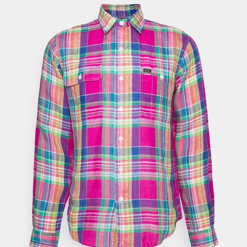 CHAPS plaid green pink cotton